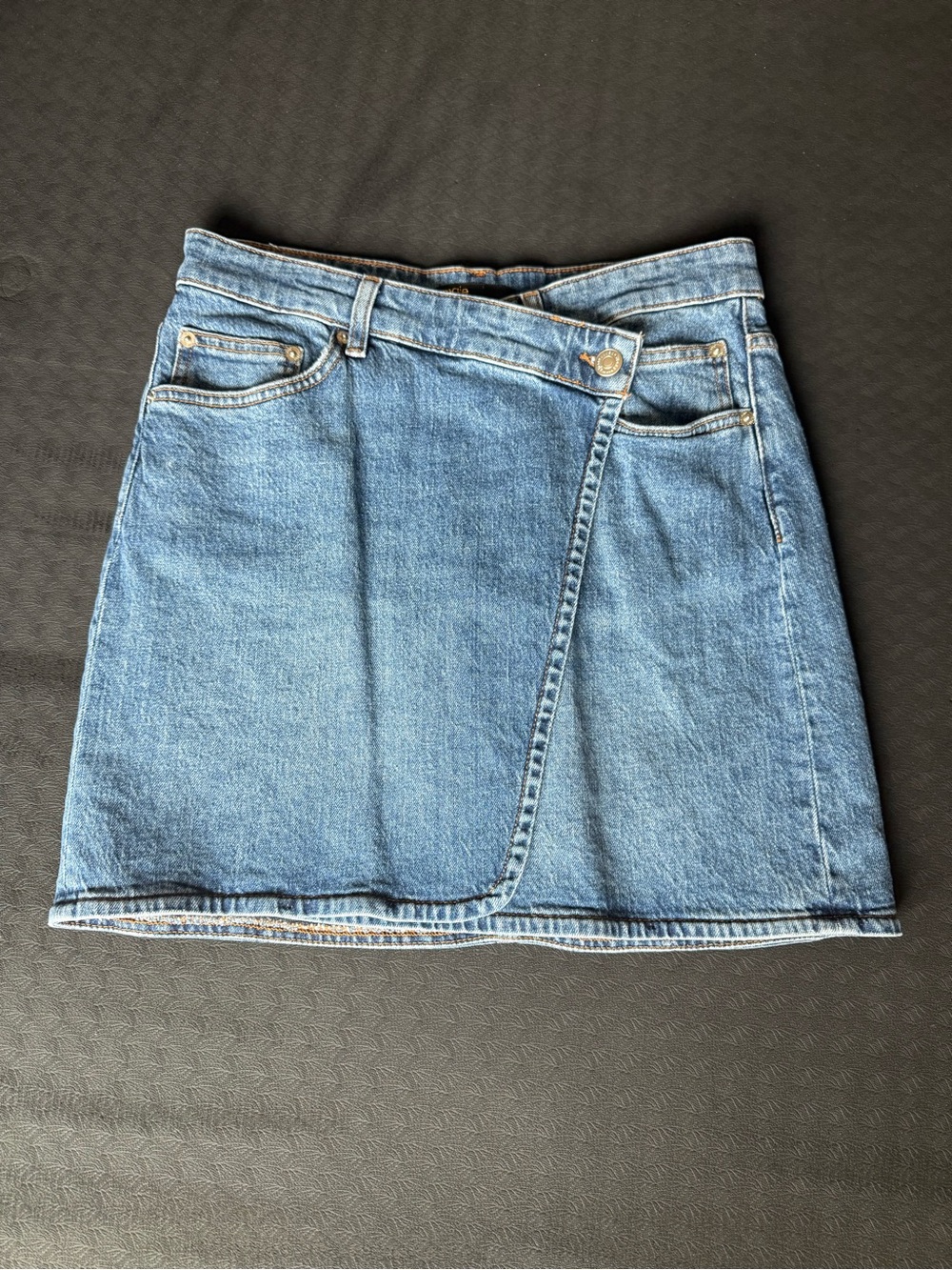 Maje Light Blue Denim Mini Wrap Skirt